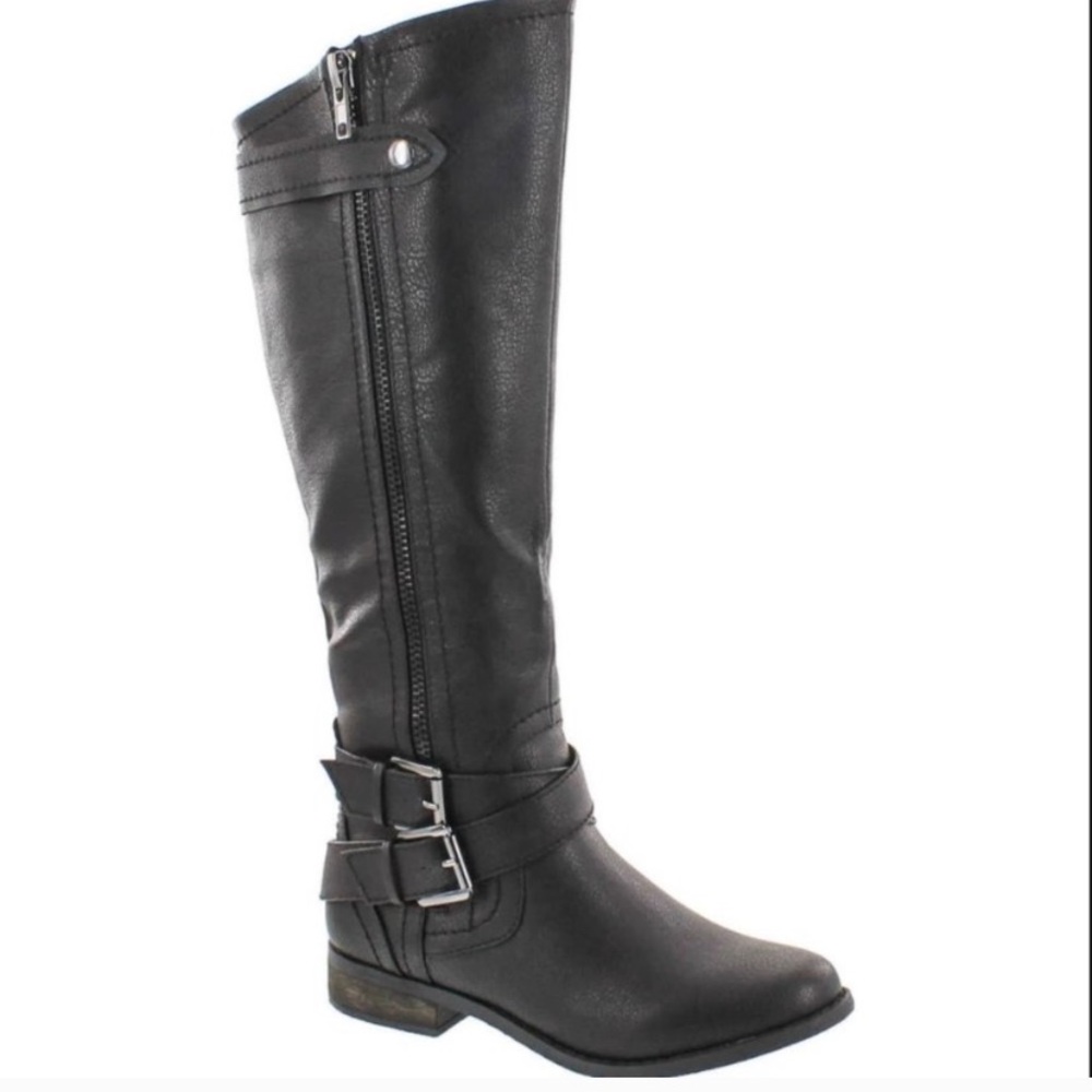 Rampage Grey knee high motor boots.